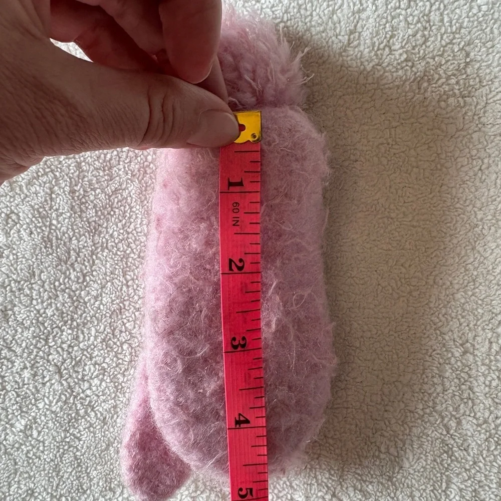 Baby Pink Pom Pom Felted Wool Bunny Slippers - Approx 9-12 Months